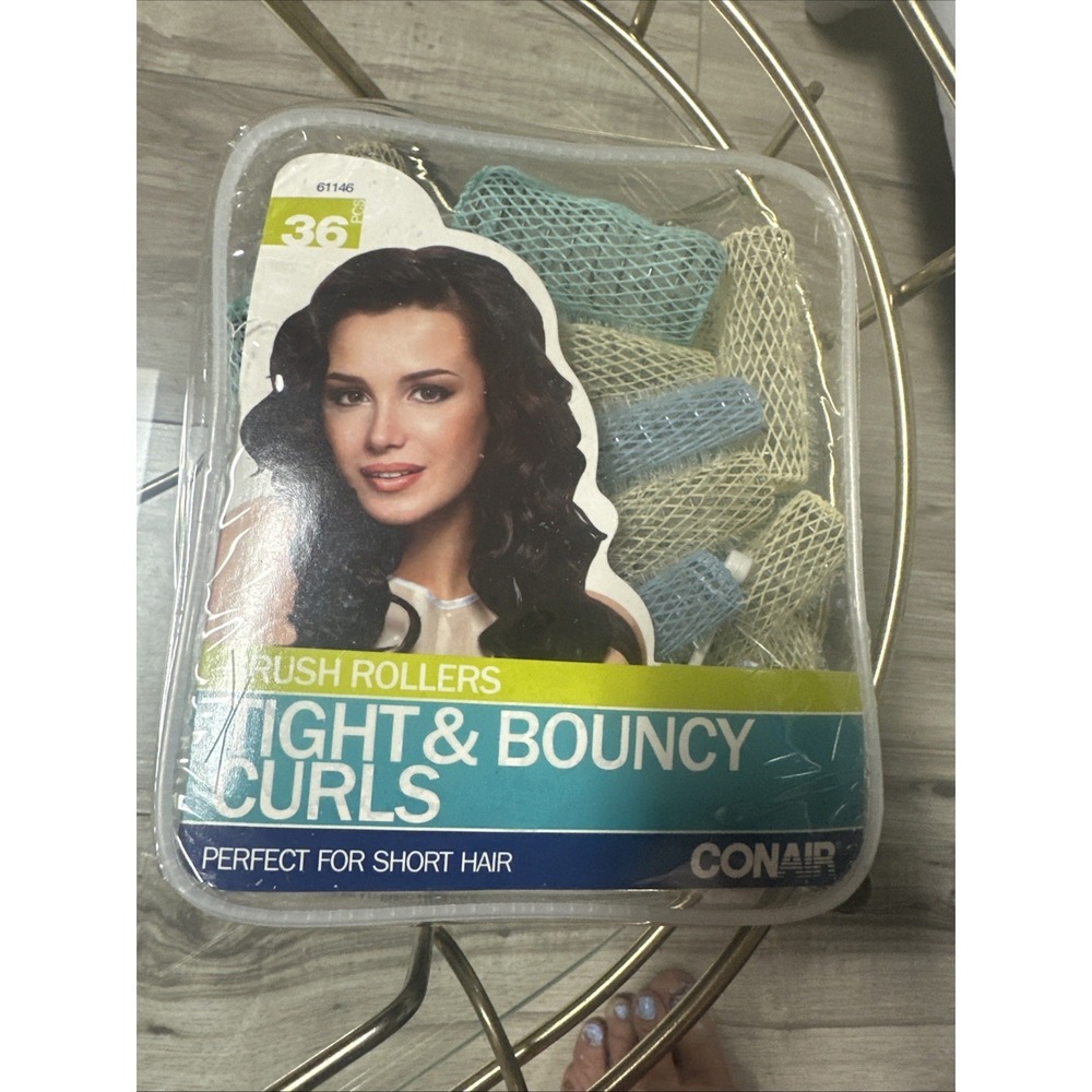 36 PCS Conair Brush Rollers Tight & Bouncy Curls Brush Hair Rollers, Short Hair